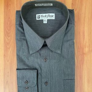 NWT Carlo Pacini Button Down Long Sleeve Gray Dress Shirt